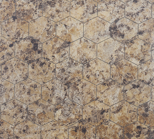 1" Hexagon FORMICA Floor, Giallo Granite